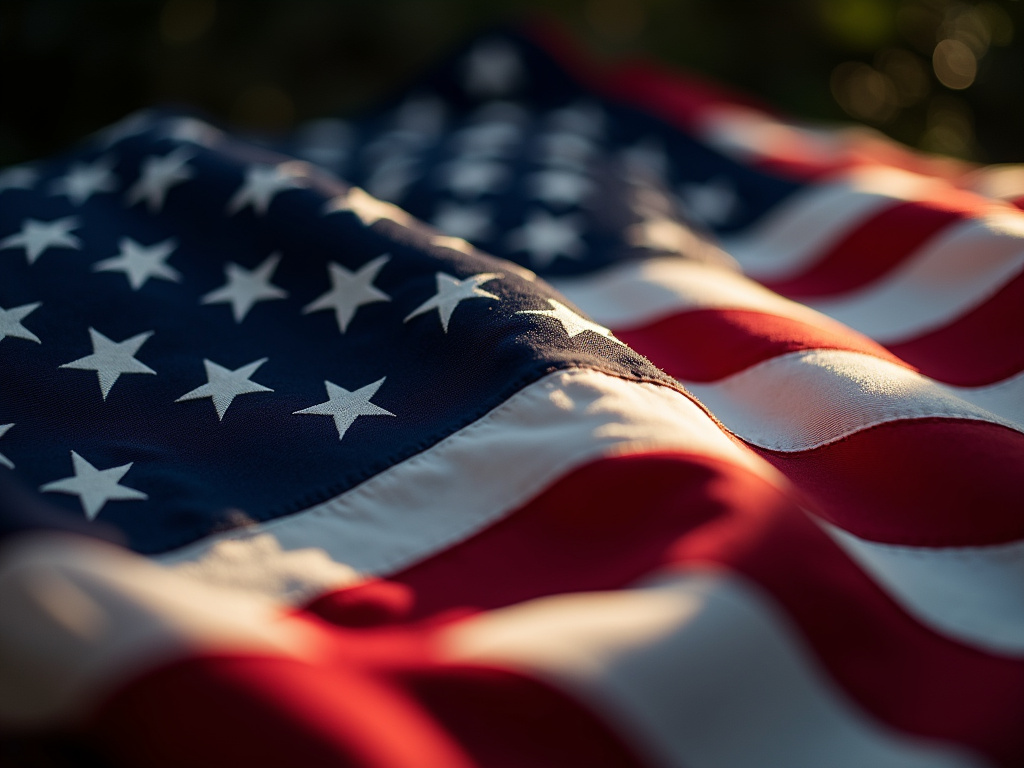 American flag illuminated — solar flag pole lighting
