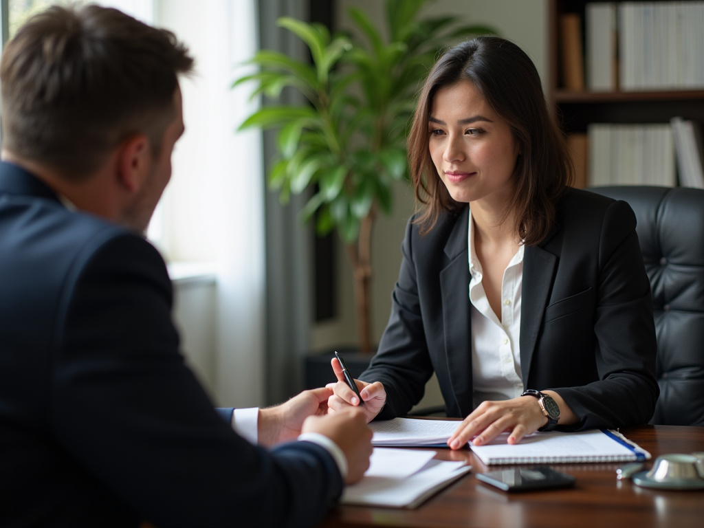 Attorney with client — los angeles head-on collision lawyer