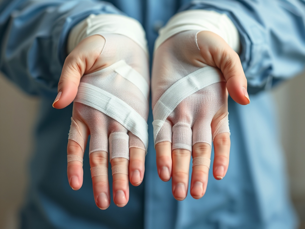 Bandaged hands — burn injury lawyer phoenix