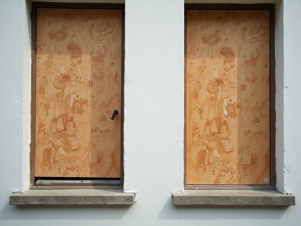 Boarded up windows — impact windows installation