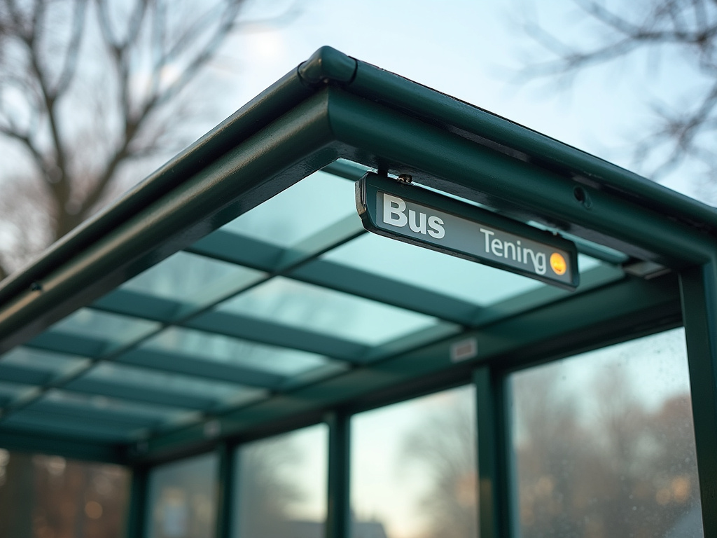 Bus shelter roof — bus station solar lighting
