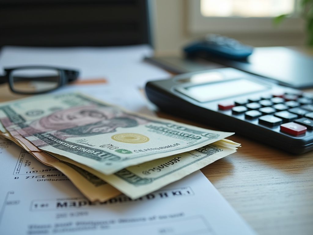 Calculator and bills — title loans Bellmead
