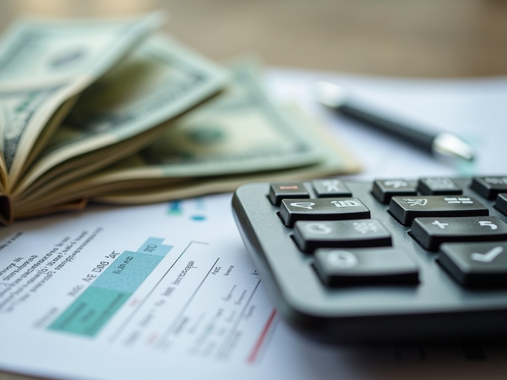 Calculator and bills — title loans China Spring