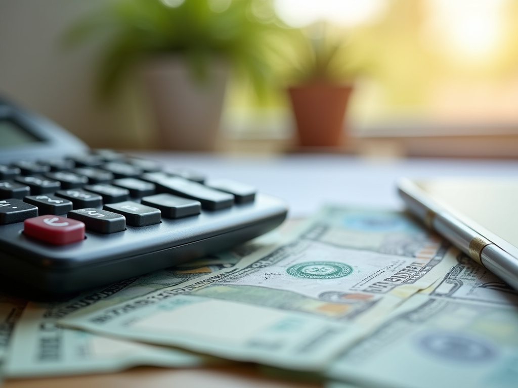 Calculator and bills — title loans China Spring