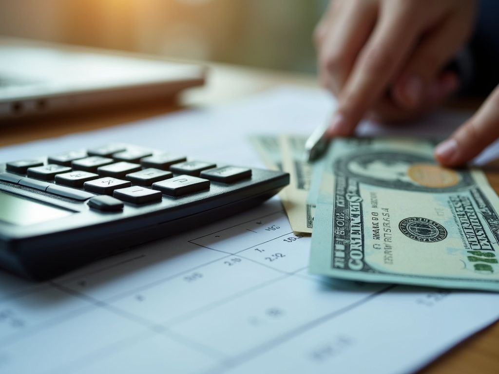 Calculator and bills — title loans Lacy Lakeview