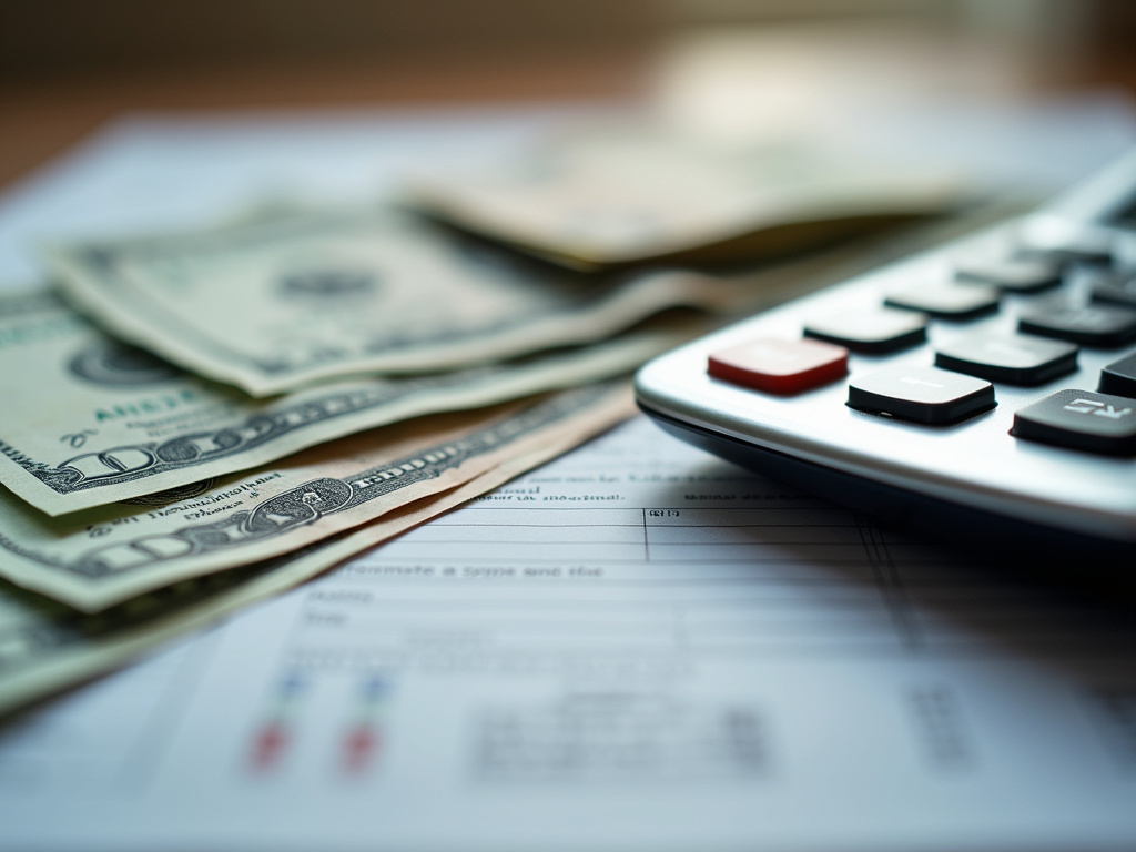 Calculator and bills — title loans Lacy Lakeview