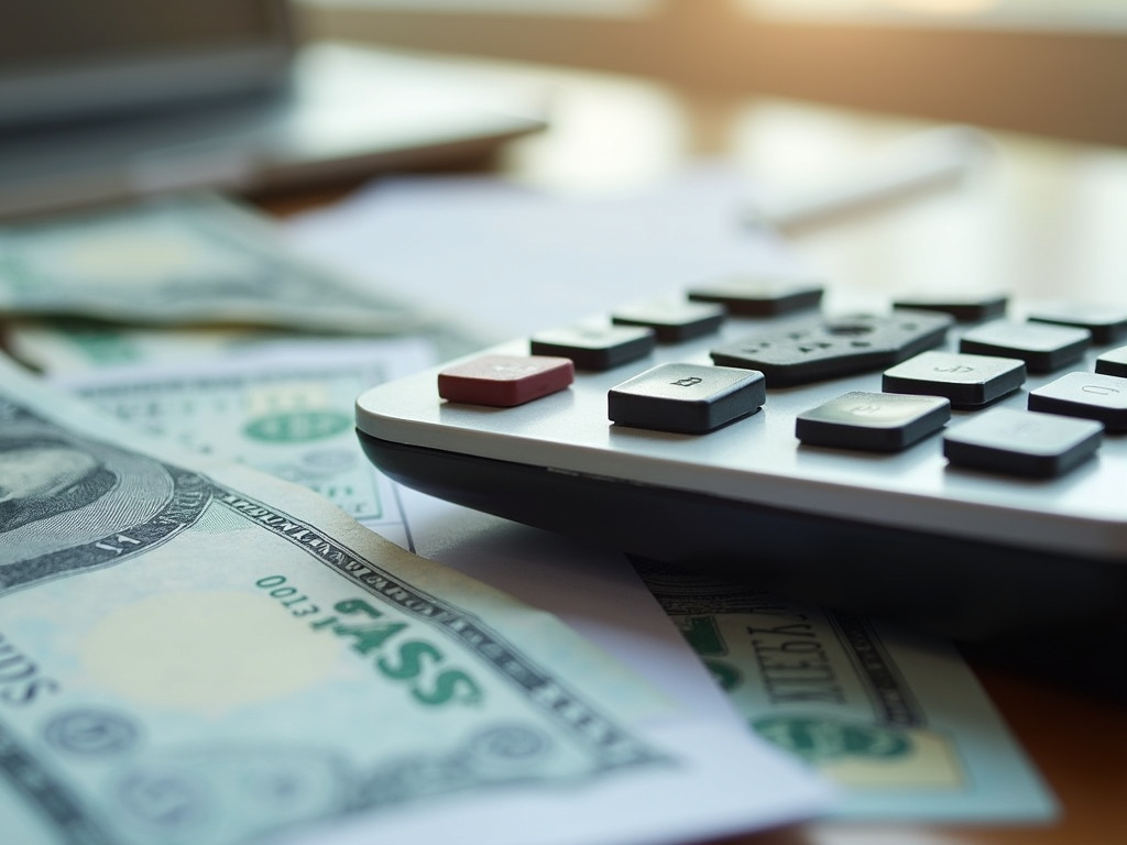 Calculator and bills — title loans Robinson