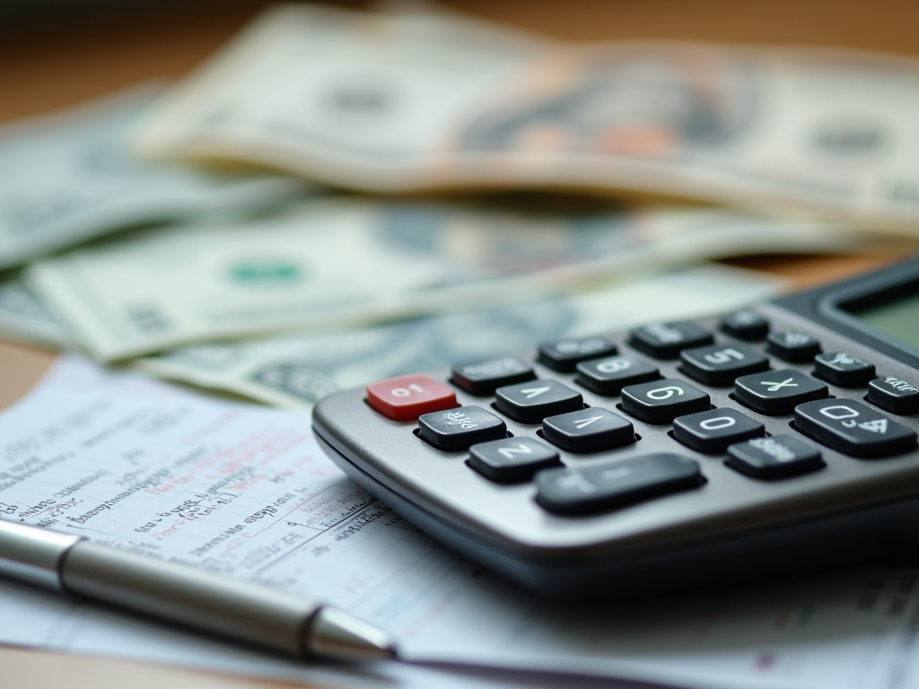 Calculator and bills — title loans Robinson