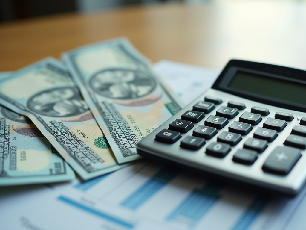 Calculator and bills — title loans Robinson