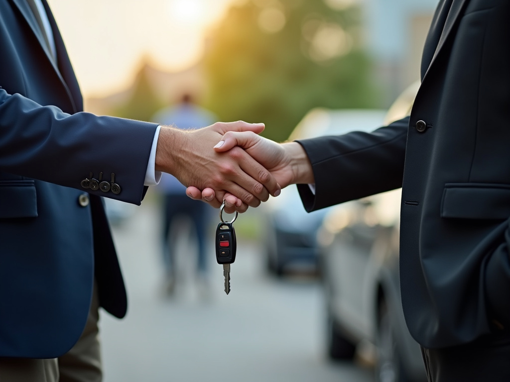 Car keys handoff — title loans China Spring