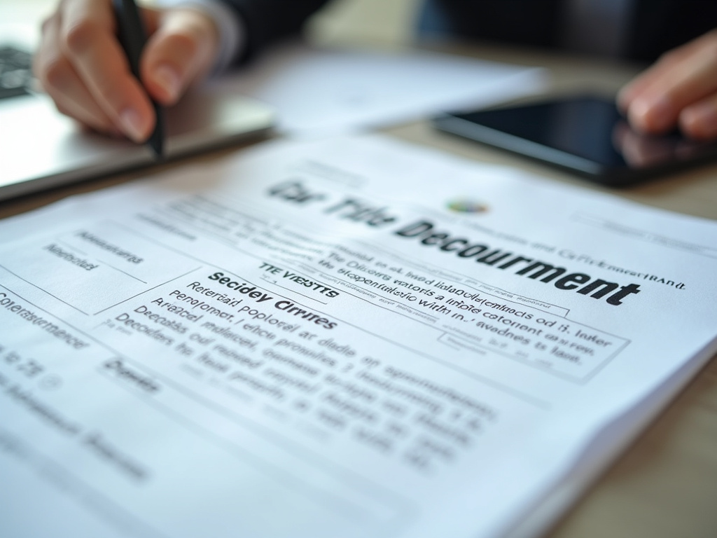 Car title document — title loans illinois