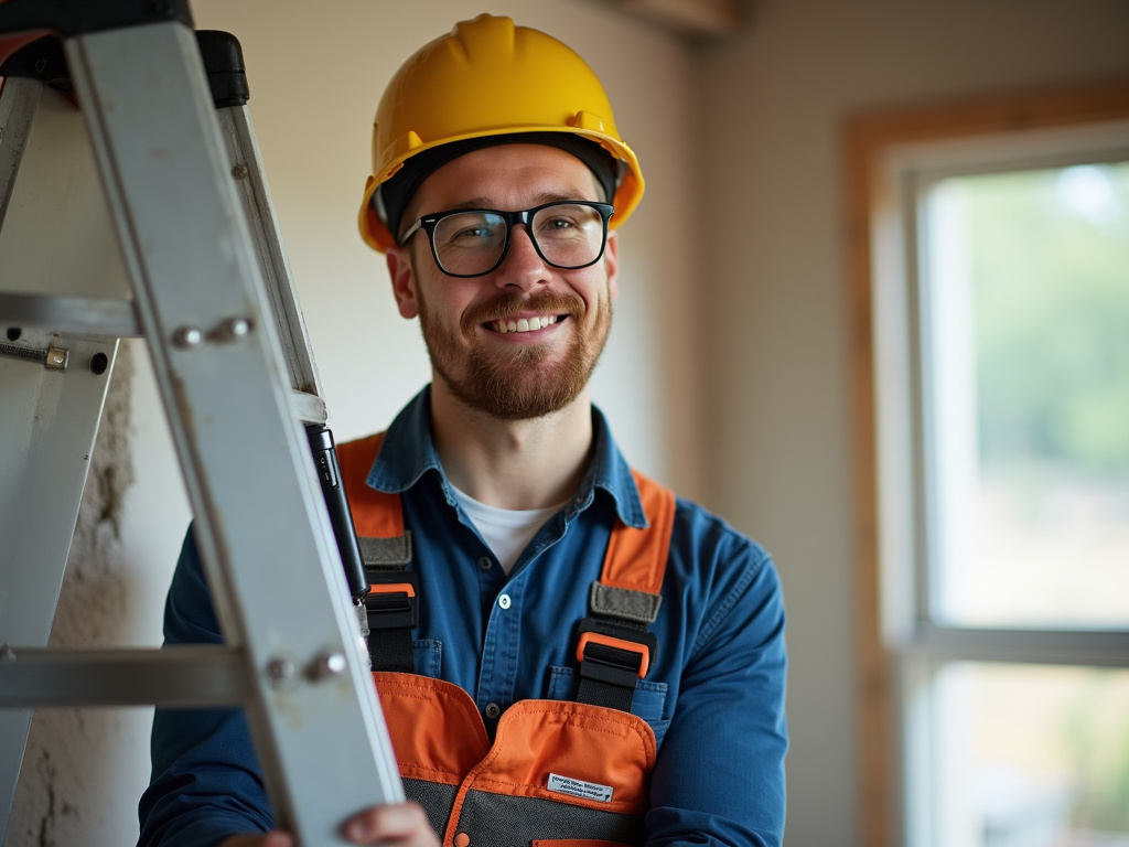 Contractor with ladder — siding contractors austin