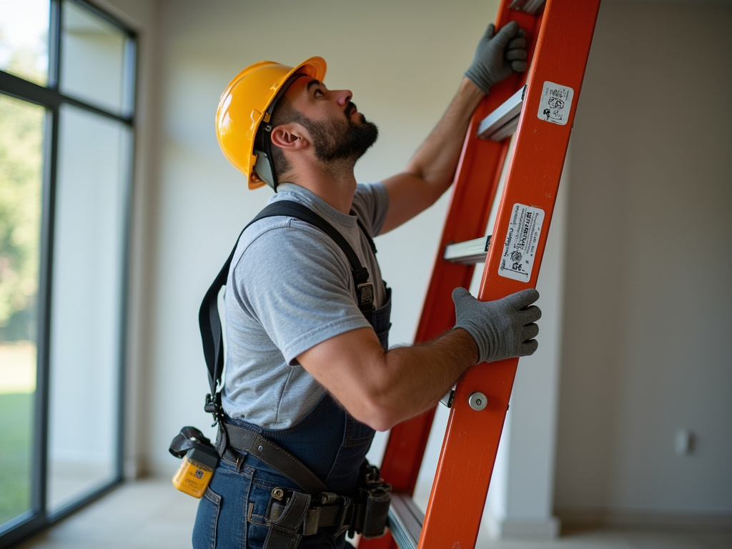 Contractor with ladder — siding contractors austin
