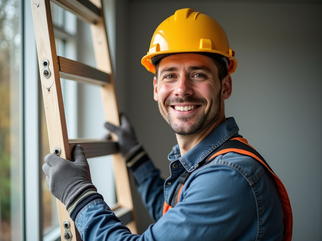 Contractor with ladder — siding contractors austin