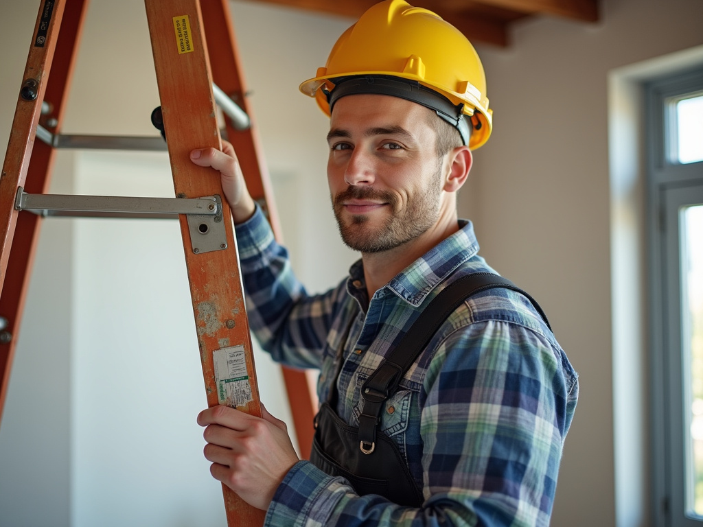 Contractor with ladder — siding contractors austin