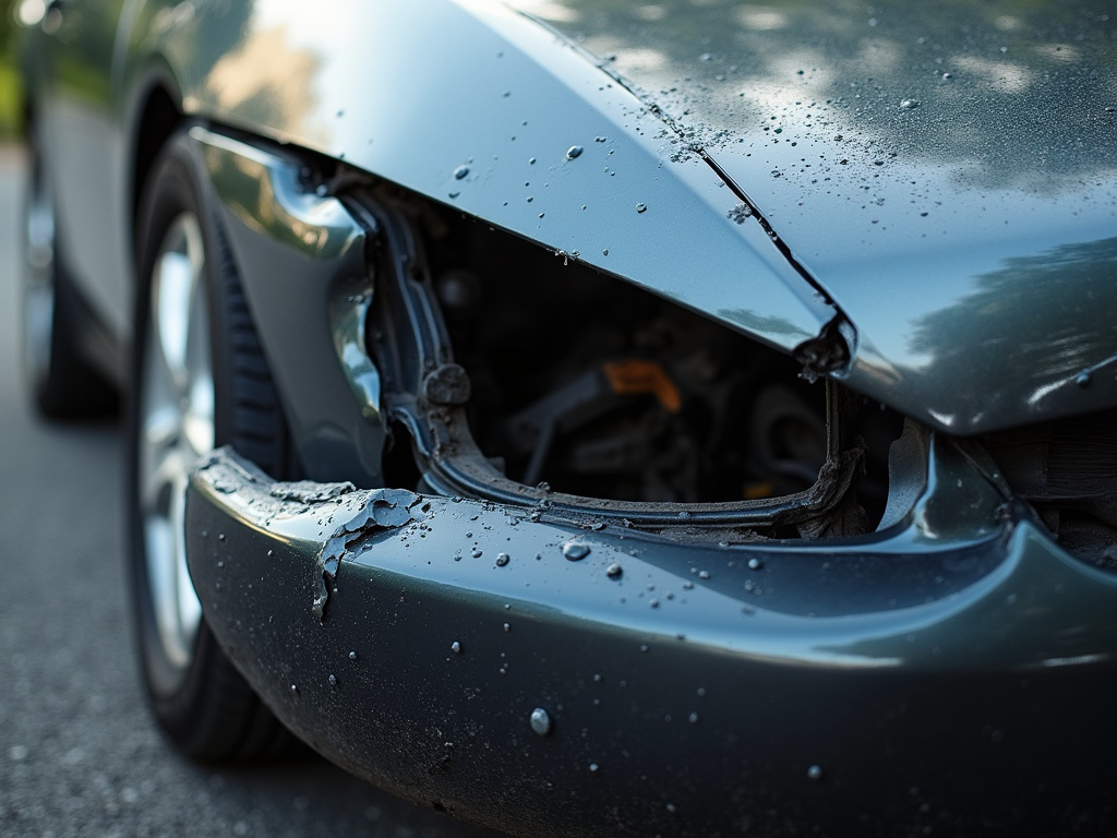 Crashed car bumper — los angeles head-on collision lawyer
