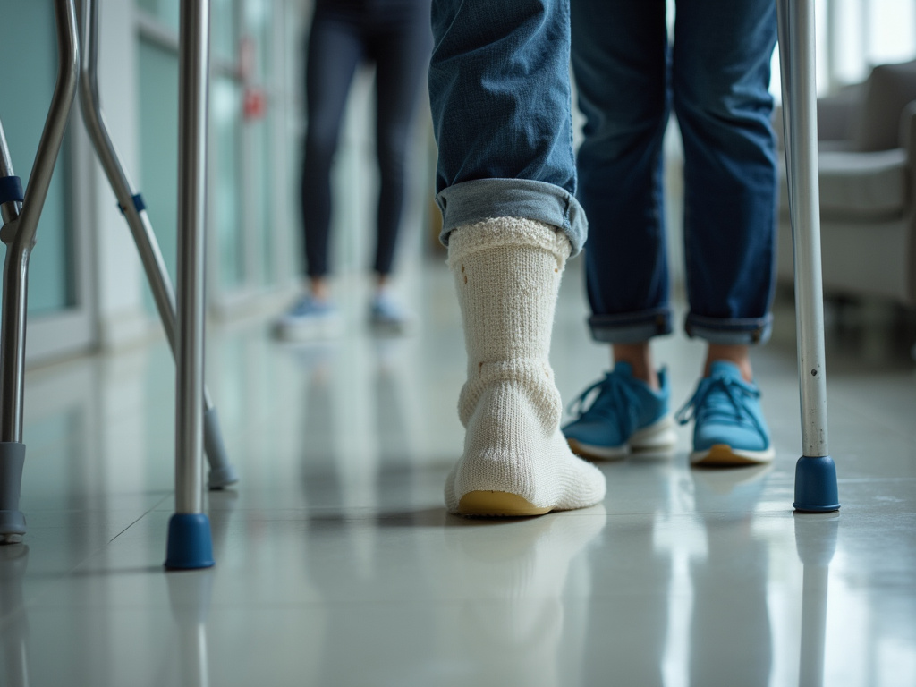 Crutches and cast — bus accident lawyer phoenix
