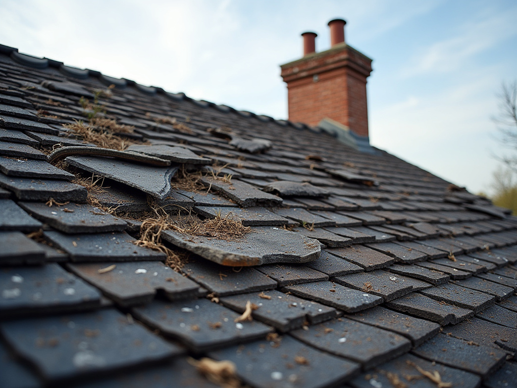 Damaged rooftop — impact windows installation