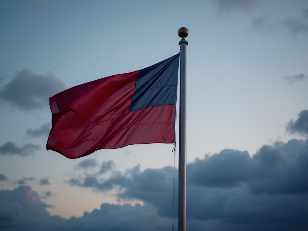 Flagpole at dusk — solar flag pole lighting