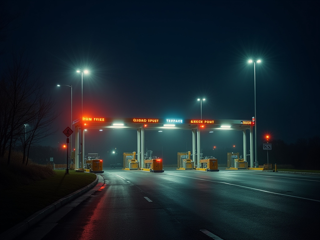 Floodlit checkpoint — solar lighting for military bases