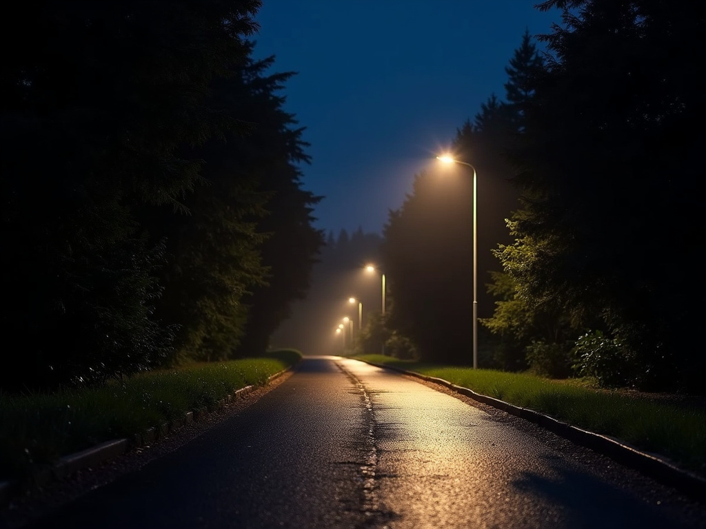 Floodlit driveway — solar flood lights
