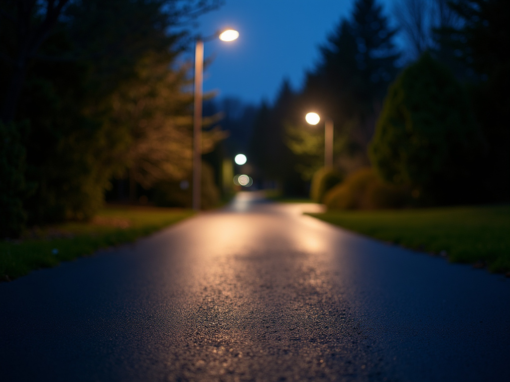 Floodlit driveway — solar flood lights