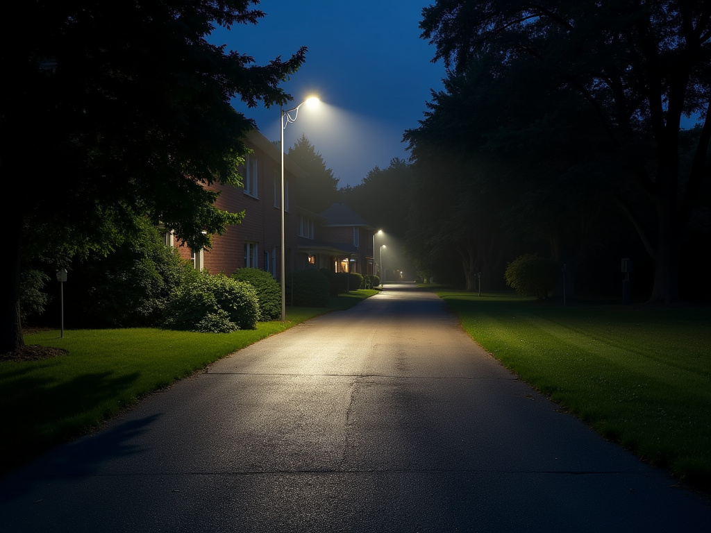 Floodlit driveway — solar flood lights