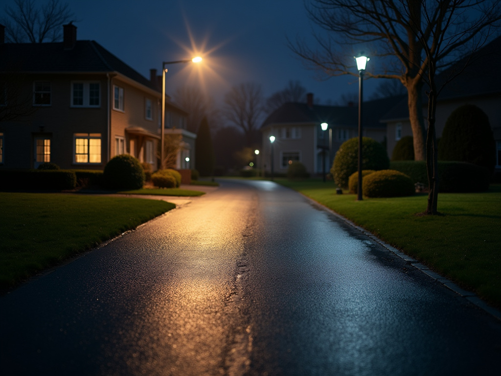 Floodlit driveway — solar flood lights