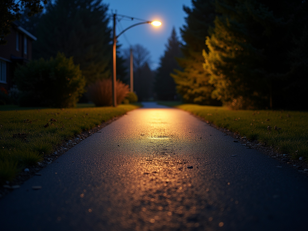 Floodlit driveway — solar flood lights