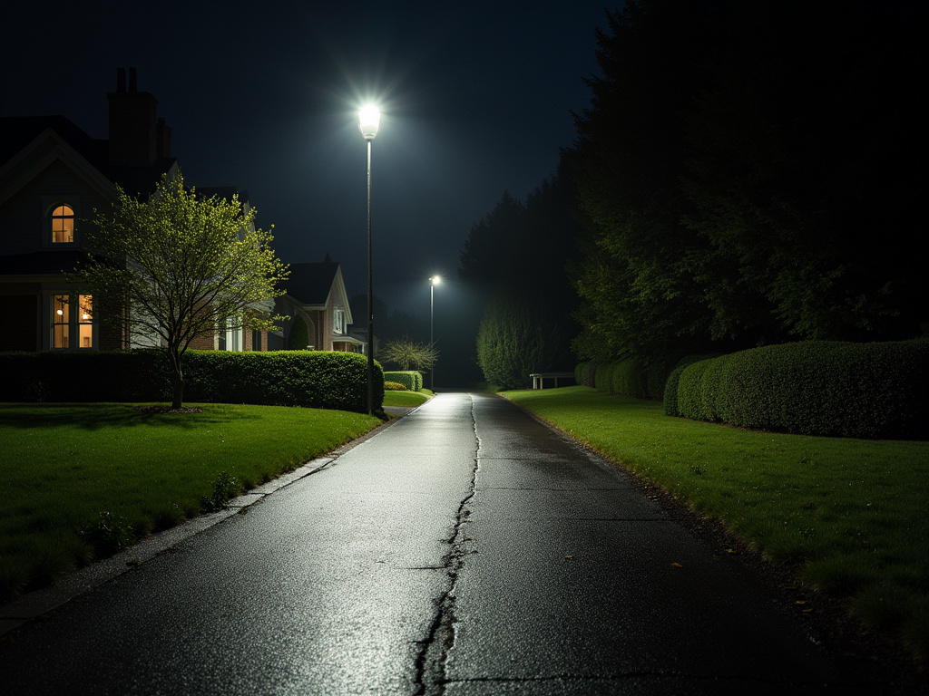 Floodlit driveway — solar flood lights