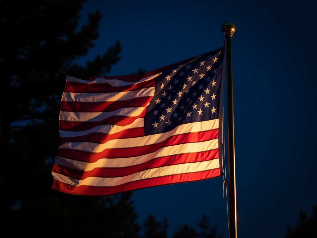 Illuminated flag night — solar flag pole lighting