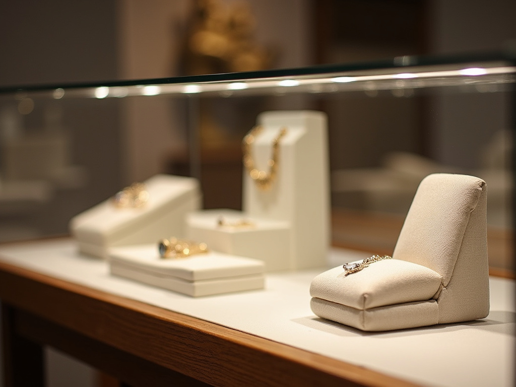 Jewelry display case — emerald cut engagement rings