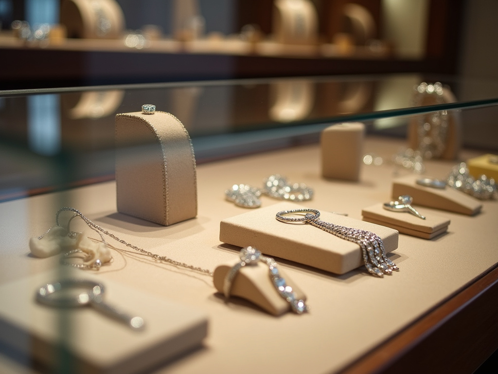 Jewelry display case — emerald cut engagement rings