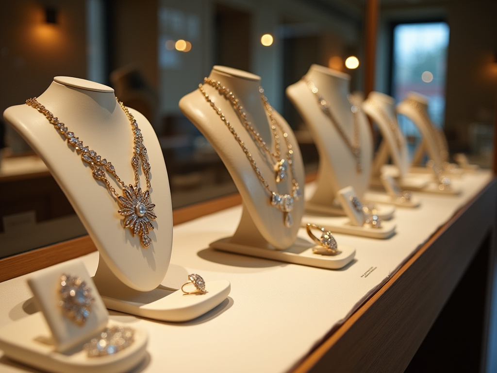 Jewelry display case — emerald cut engagement rings