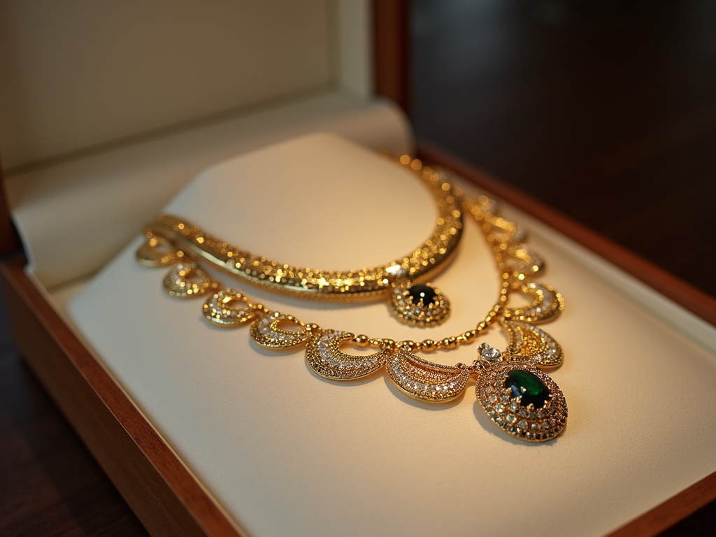 Necklace showcase — jewelry store