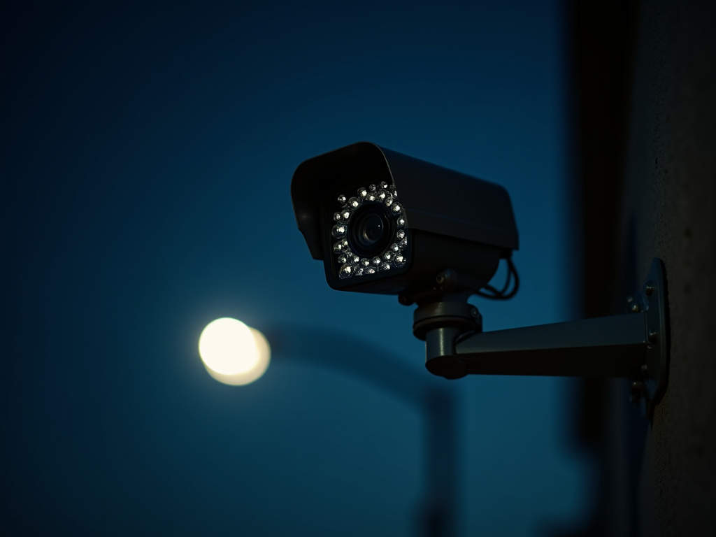 Night security camera — solar lighting for military bases