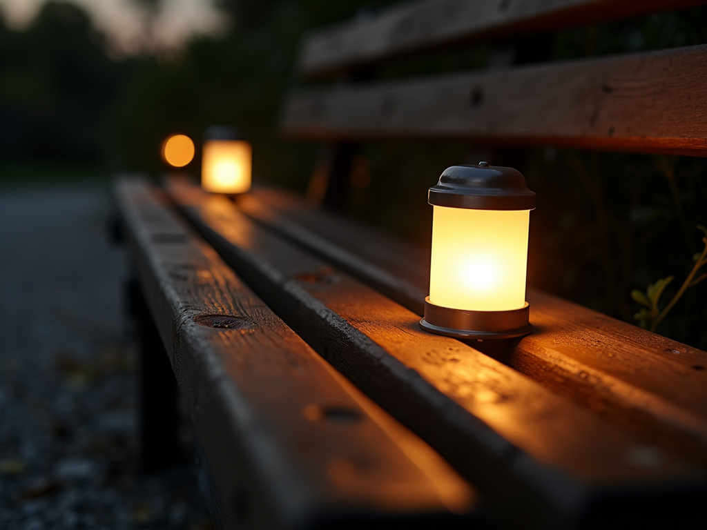 Outdoor bench lighting — bus station solar lighting