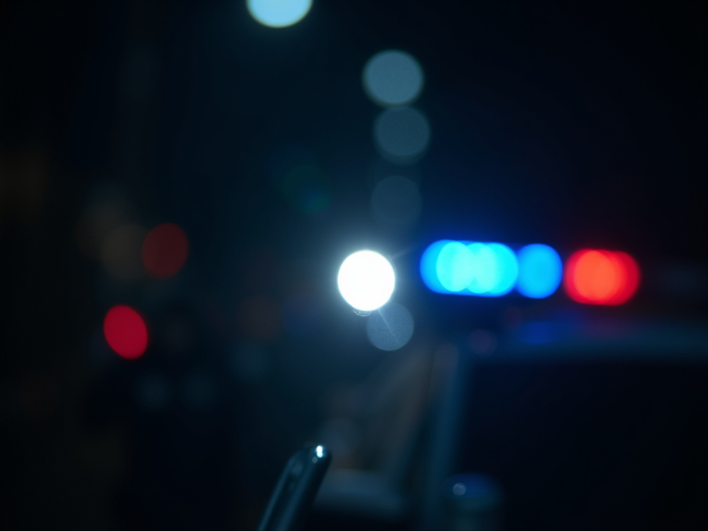 Police flashlights night — field sobriety test