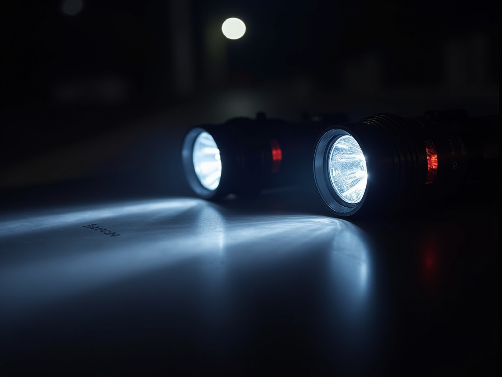 Police flashlights night — field sobriety test