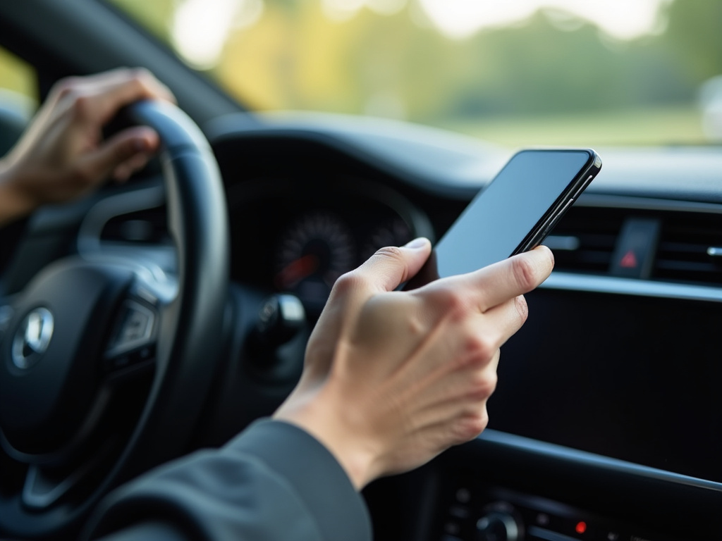 Smartphone in car — los angeles distracted driving accident lawyer