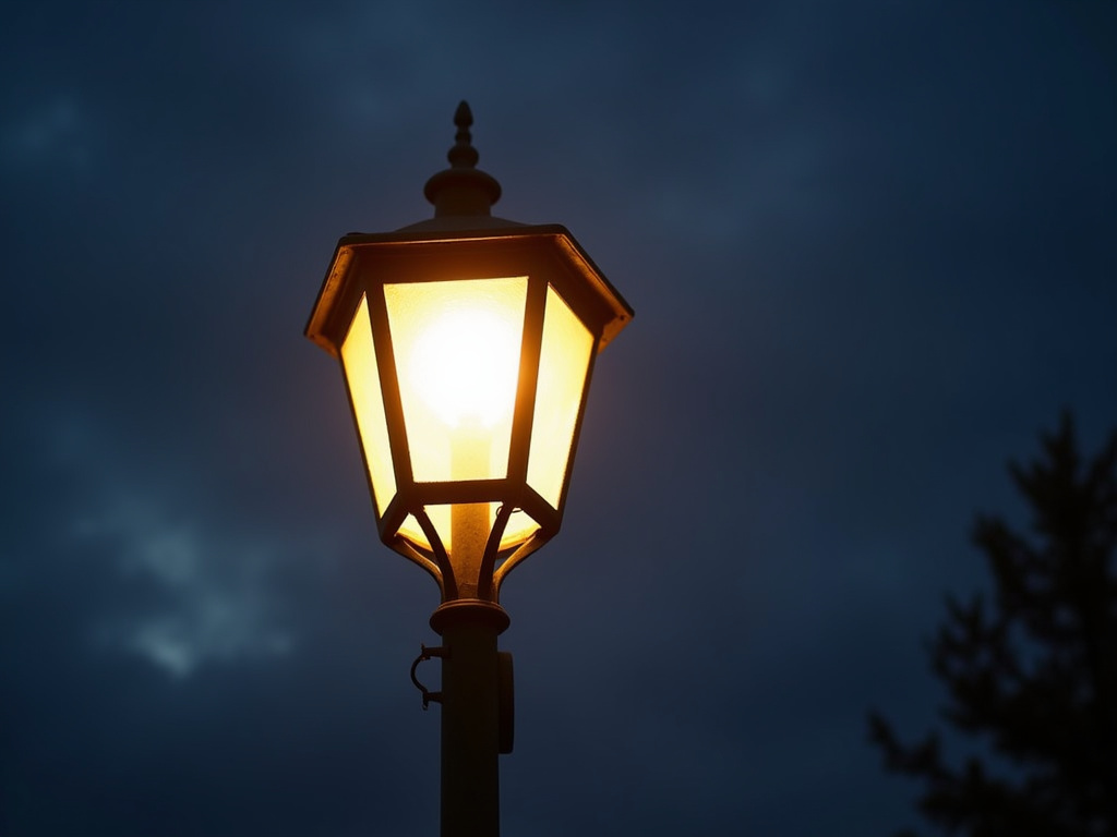 Streetlight at dusk — bus station solar lighting