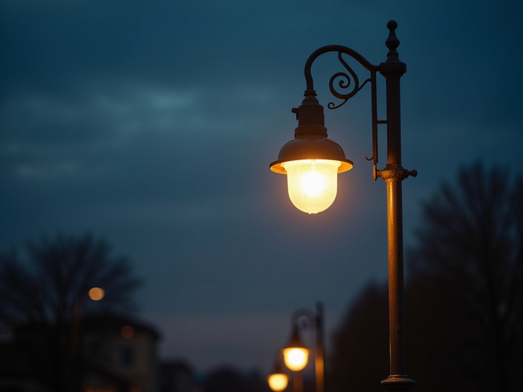 Streetlight at dusk — bus station solar lighting