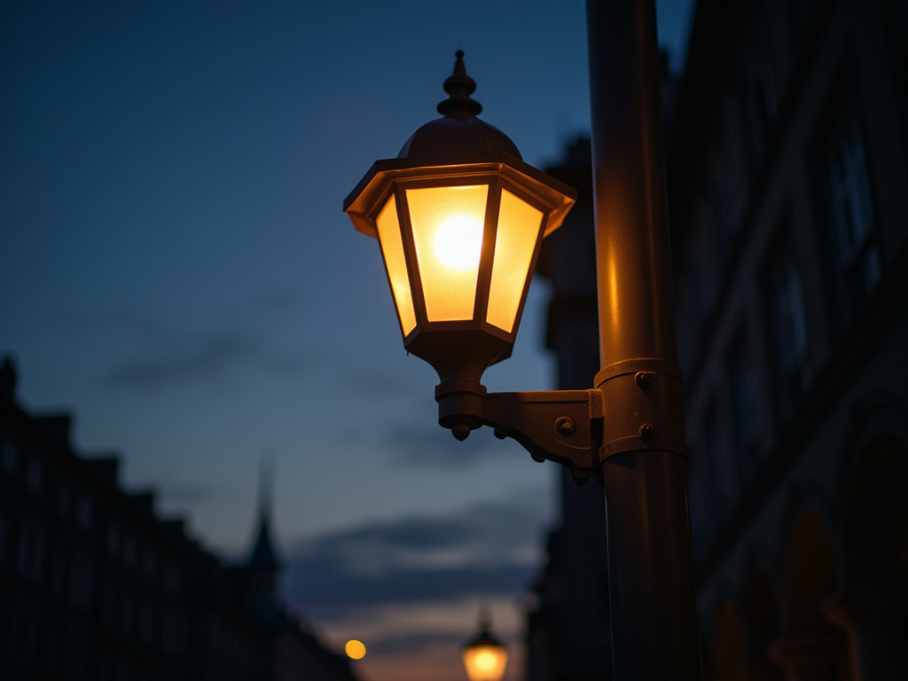 Streetlight at dusk — bus station solar lighting