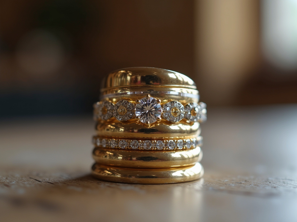 Wedding band stack — women's wedding bands