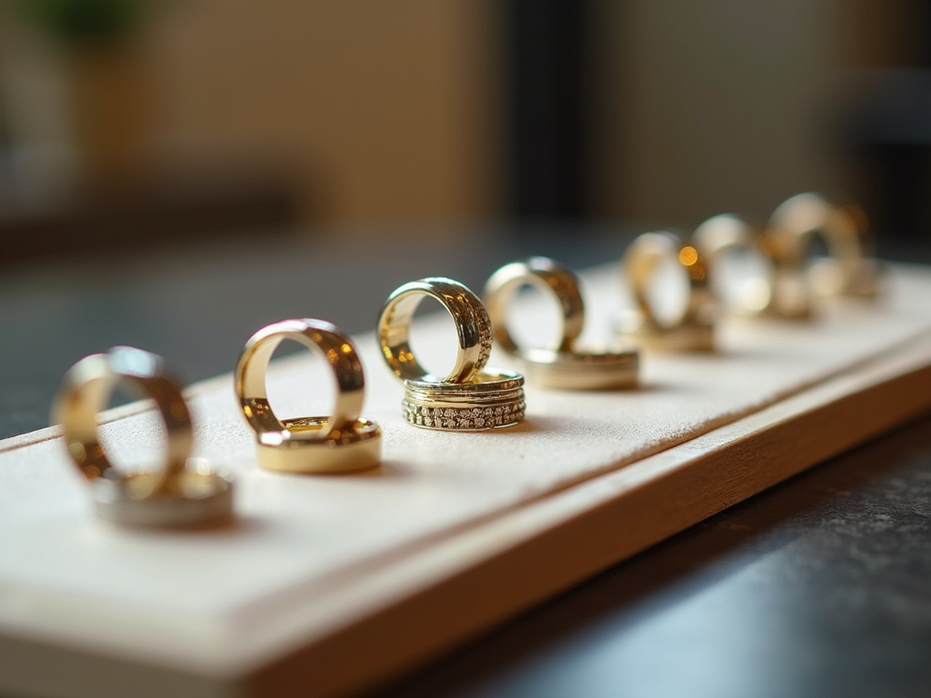 Wedding ring display — women's wedding bands