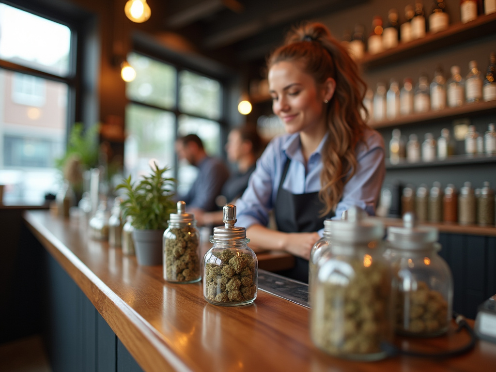 Budtender counter — cannabis dispensary Eddington Maine
