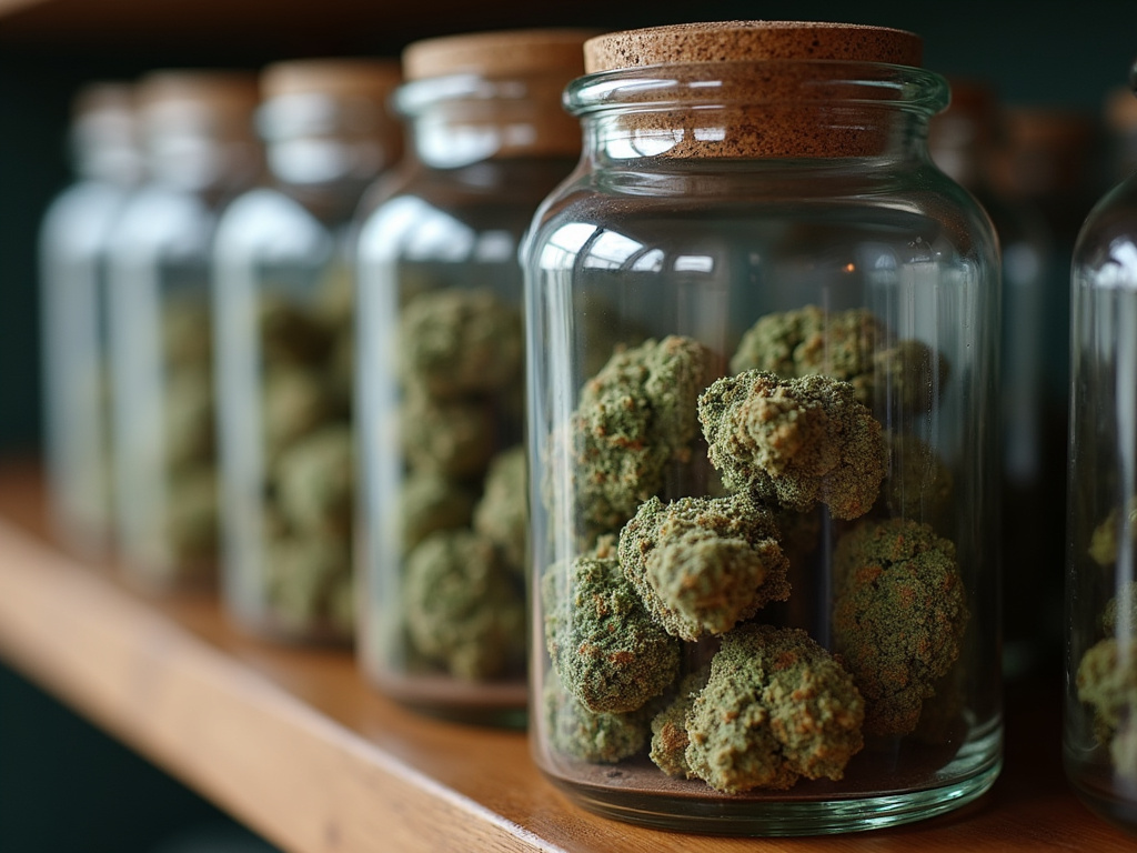 Cannabis jar display — cannabis dispensary Hermon Maine