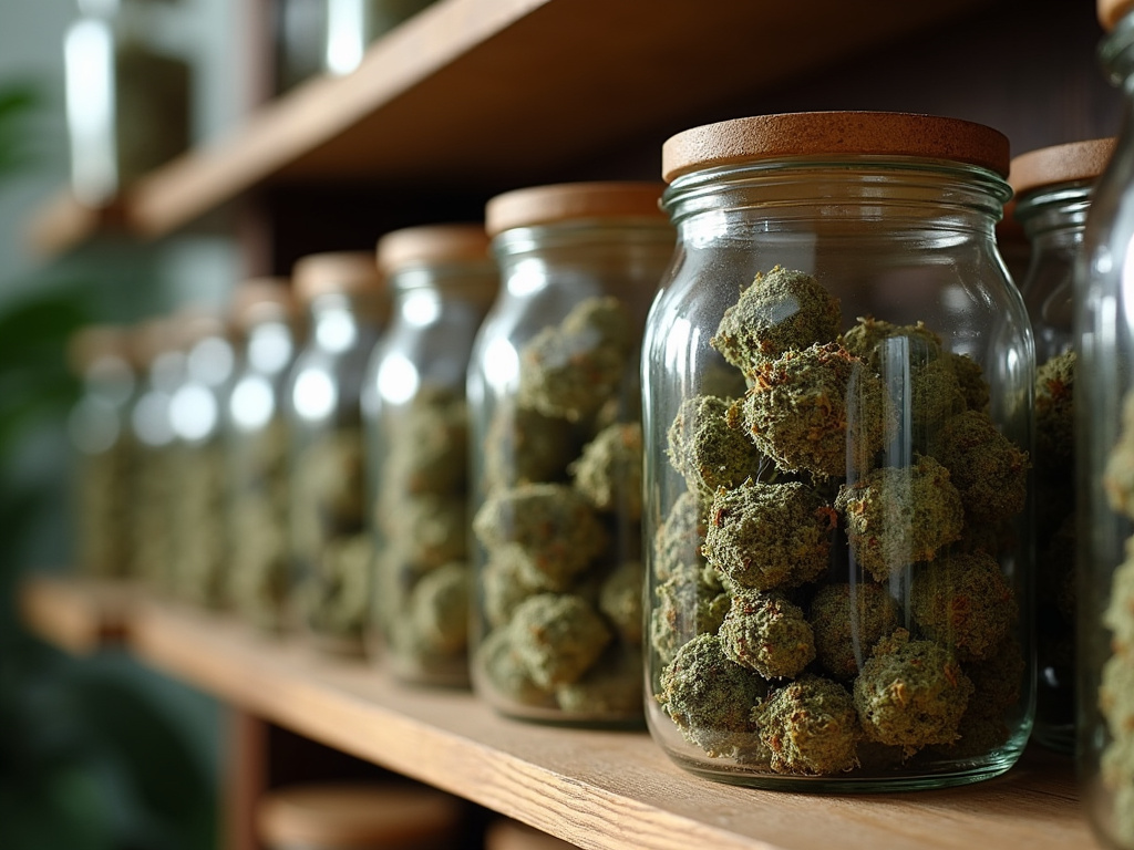 Cannabis jar display — cannabis dispensary Hermon Maine