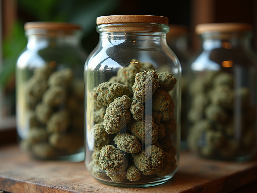 Cannabis jar display — cannabis dispensary Hermon Maine