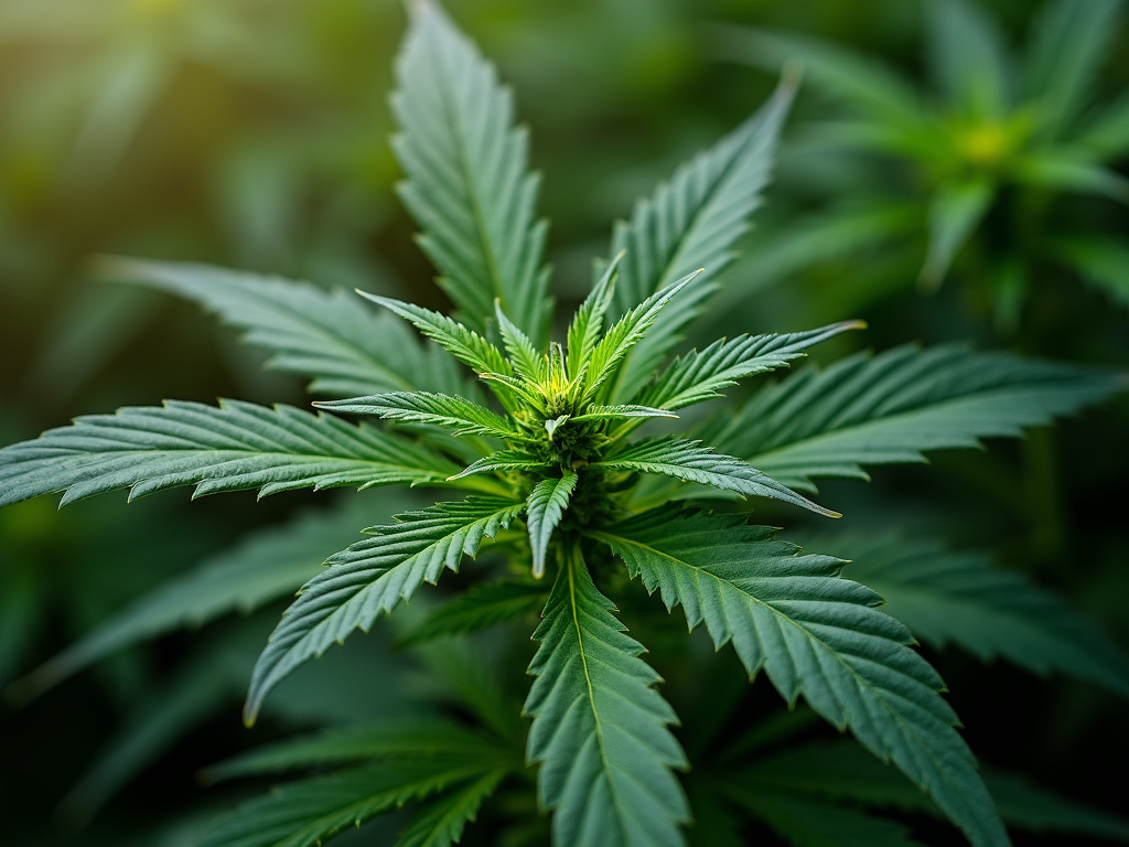 Cannabis plant leaves — sativa strains